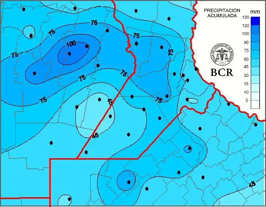 Registro de lluvias acumuladas durante el fin de semana.