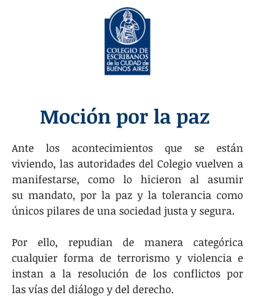 Moción por la Paz Colegio de Escribanos de Buenos Aires 