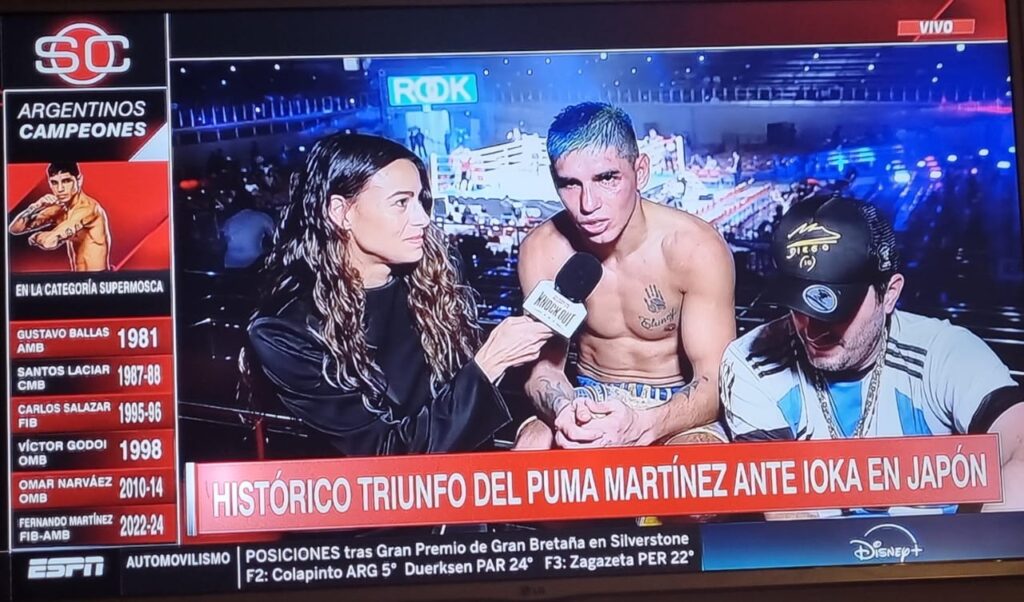 Sport Center transmitió en vivo el combate a 12 rounds por la unificación de los dos máximos títulos mundiales de box en el que se impuso por unanimidad Fernando "el puma" Martínez.