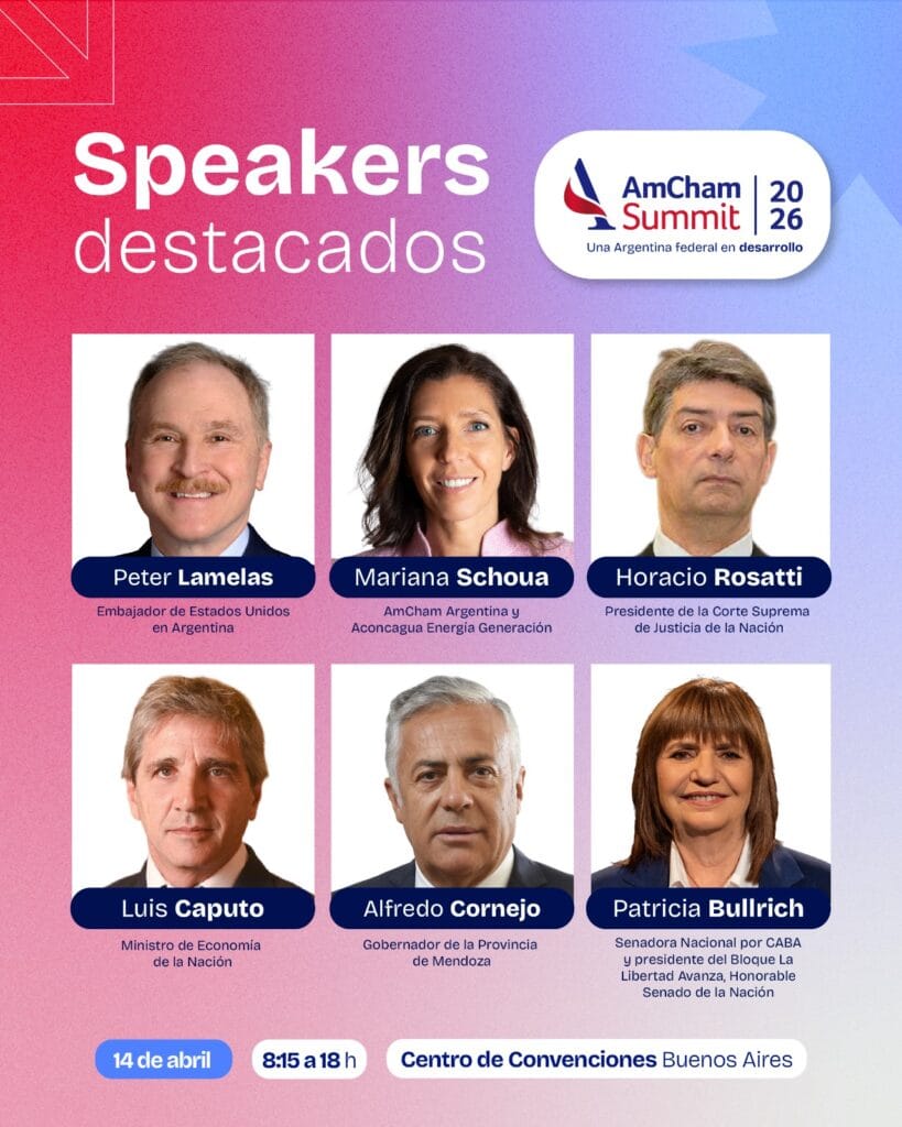 Algunos protagonistas del AmCham Summit Argentina 2026