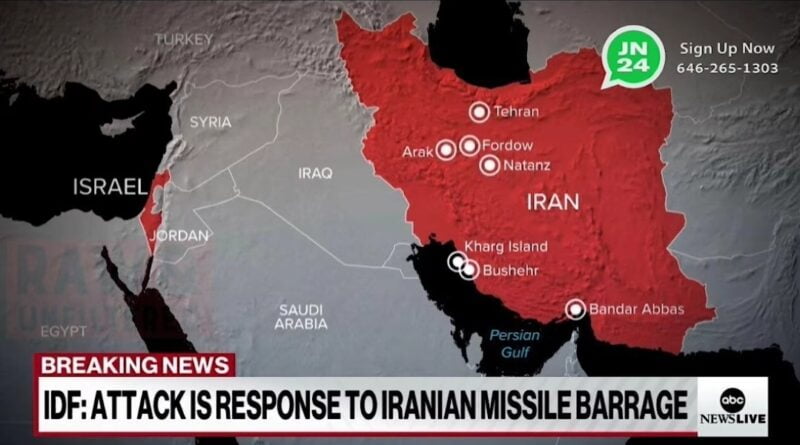 Israel atacó esta noche a 9 sitios militares en Irán