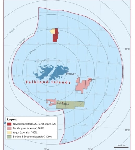 El yacimiento Sea Lion, a 240 kilómetros al norte de las Islas Malvinas 