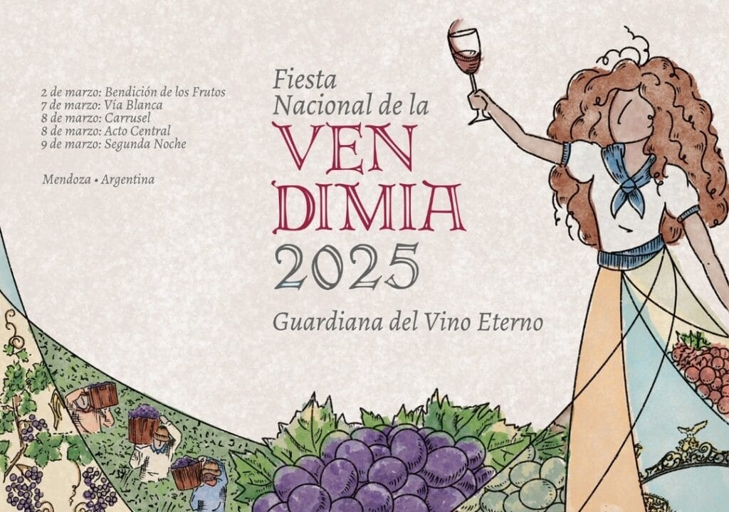 Mendoza seleccionó la imagen de la Vendimia 2025 que se promocionará como “Guardiana del vino eterno”.