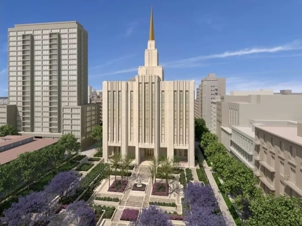 Imágenes simuladas sobre cómo será el templo mormón que proyectan construir junto a un convento histórico de Buenos Aires. Fuente: Clarín