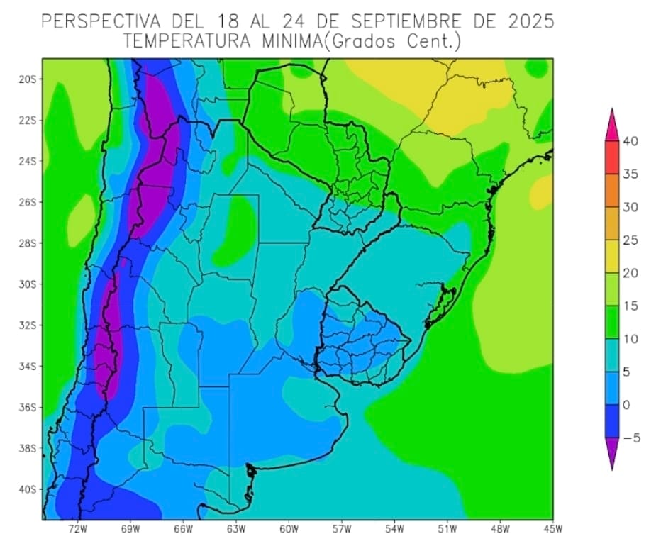 Perspectiva Agro Climática del 18 al 24 de septiembre de 2025. Fuente: Bolsa de Cereales de Buenos Aires.