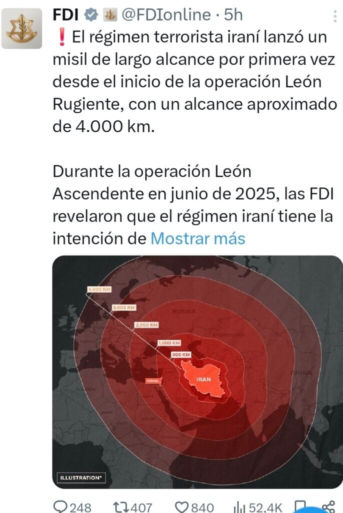 Las FDI alertaron sobre el desarrollo de Irán de misiles de largo alcance que pueden ser amenazas potenciales para Londres, París o Berlín.